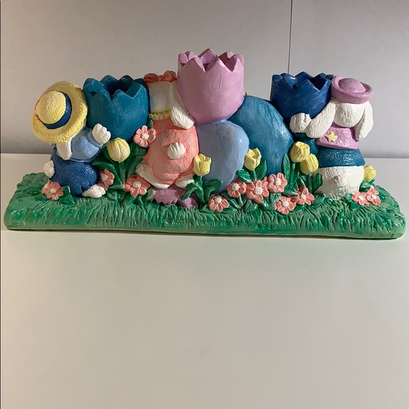 Easter Bunny Candlestick Holder Decor Rabbit Hare - Picture 3 of 8